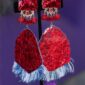 Denim Sizzling Red Clip Earrings are a bold expression of contrast and texture