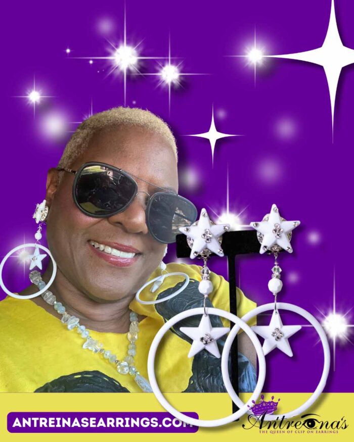 white star clip on earrings